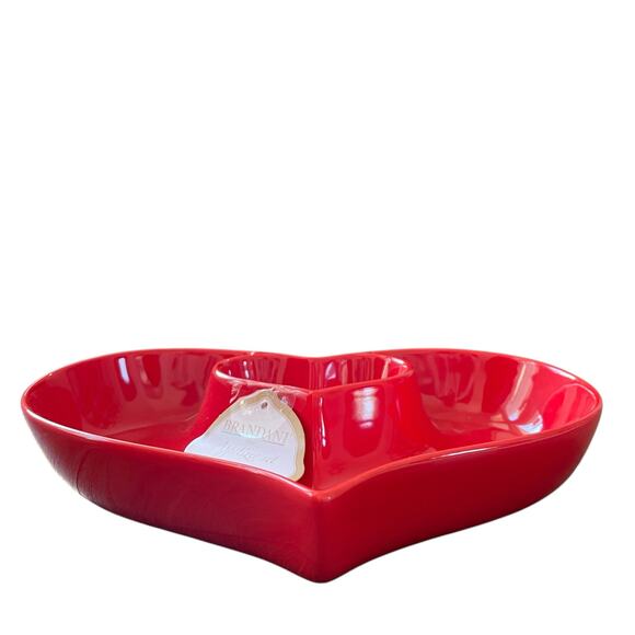 Brandani RED Heart Shaped Porcelain Appetizer Bowl 11in Valentines Day New - Picture 11 of 13